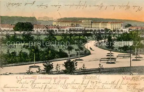 AK / Ansichtskarte Wien Kk Lustschloss Schoenbrunn und Gloriette Wien Kat. Wien