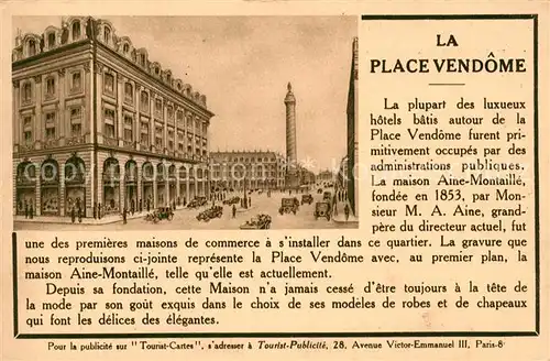 AK / Ansichtskarte Paris Place vendome Paris Kat. Paris