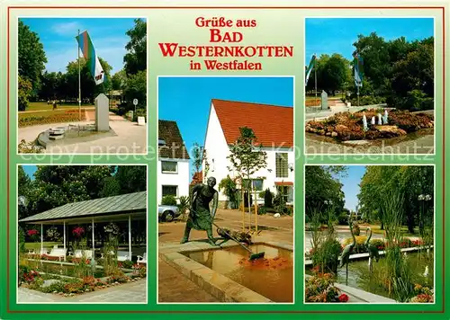 AK / Ansichtskarte Bad_Westernkotten Kurpark Denkmal Statue Teich Plastiken Bad_Westernkotten Kat. Erwitte