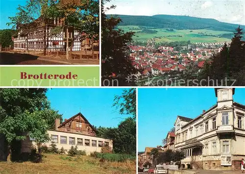 AK / Ansichtskarte Brotterode Schule Panorama Grosser Inselsberg Ausflugsgaststaette Fuchsbau am Mommelstein Klubhaus Brotterode Kat. Brotterode