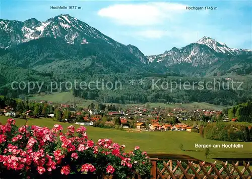 AK / Ansichtskarte Bergen_Chiemgau Gesamtansicht mit Hochfelln und Hochgern Chiemgauer Alpen Bergen Chiemgau Kat. Bergen