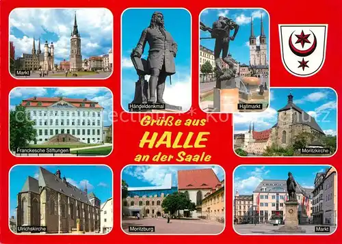 AK / Ansichtskarte Halle_Saale Markt Hallmarkt Moritzburg Moritzkirche Haendeldenkmal  Halle_Saale Kat. Halle