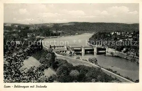 AK / Ansichtskarte Essen_Ruhr Baldeneysee mit Stauwehr Essen_Ruhr