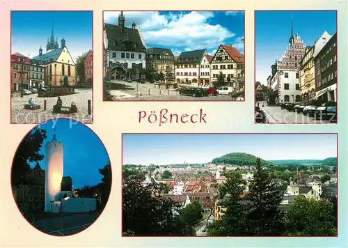 AK / Ansichtskarte Poessneck Marktplatz Rathaus Weisser Turm Poessneck