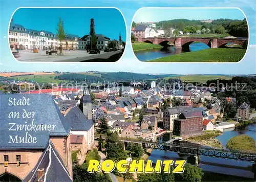 AK / Ansichtskarte Rochlitz_Sachsen Markt  Rathaus Steinbruecke Rochlitz Sachsen