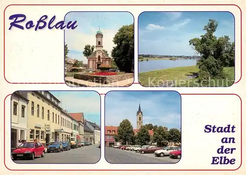 AK / Ansichtskarte Rosslau_Elbe Katholische Kirche Hauptstrasse Markt Rosslau_Elbe