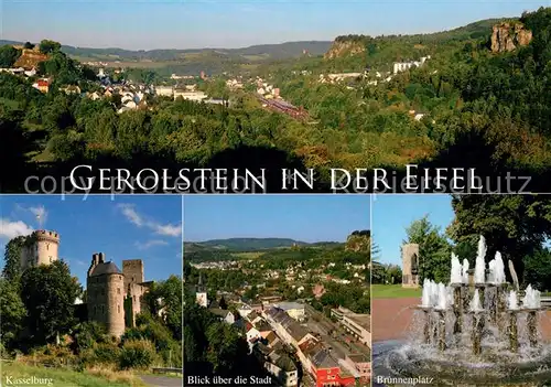 AK / Ansichtskarte Gerolstein Kasselburg Brunnenplatz Panoarmen Gerolstein