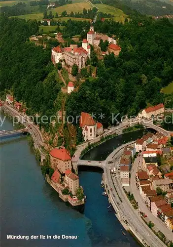 AK / Ansichtskarte Passau Fliegeraufnahme Veste Oberhaus Wasserburg Niederhaus Salvatorkirche Passau