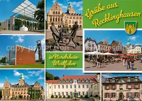 AK / Ansichtskarte Recklinghausen_Westfalen Marktplatz Denkmal Rathaus Amtsgericht Recklinghausen_Westfalen