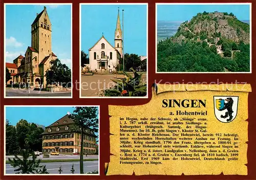 AK / Ansichtskarte Singen_Hohentwiel Kirche St Peter und Paul Herz Jesu Kirche Burgruine Hohentwiel Graefl Schloss Hegau Museum Singen Hohentwiel