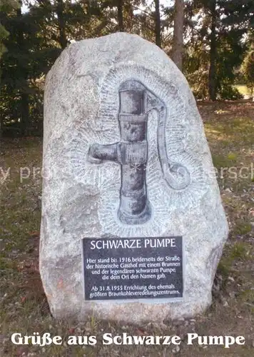 AK / Ansichtskarte Schwarze_Pumpe Gedenkstein Schwarze Pumpe Schwarze Pumpe