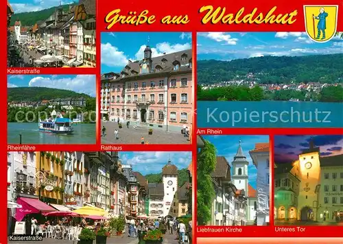 AK / Ansichtskarte Waldshut Tiengen Rathaus Kaiserstrasse Rheinfaehre Unteres Tor Waldshut Tiengen