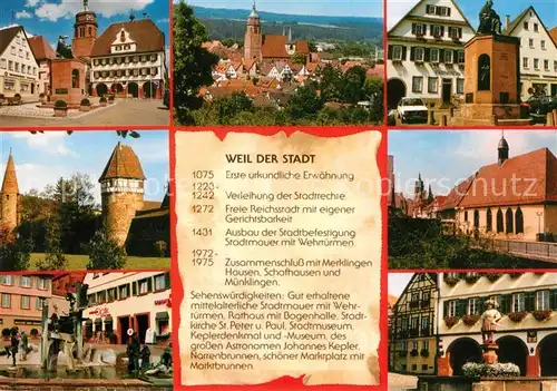 AK / Ansichtskarte Weil_der_Stadt Rathaus Marktplatz Panorama Denkmal Brunnen Weil_der_Stadt