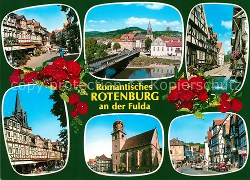 AK / Ansichtskarte Rotenburg_Fulda Teilansichten Luftkurort Altstadt Fachwerkhaeuser Kirche Bruecke Rotenburg Fulda