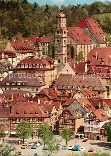 AK / Ansichtskarte Schwaebisch_Hall Mittelalterlicher Stadtkern Haalplatz Rathaus Michaelskirche Schwaebisch Hall