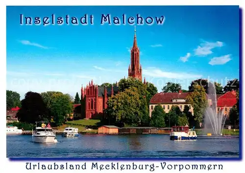 AK / Ansichtskarte Malchow Blick uebers Wasser zur Klosterkirche Mecklenburgische Seenplatte Malchow