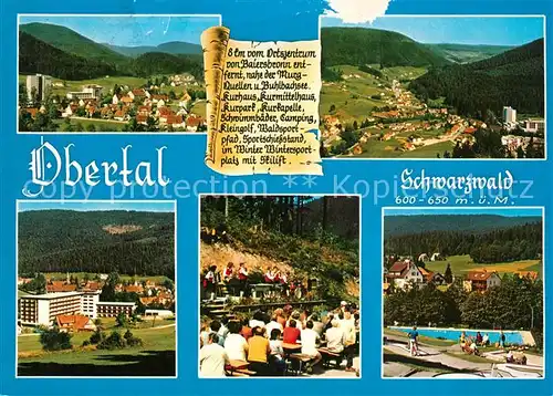 AK / Ansichtskarte Obertal_Baiersbronn Panorama Fliegeraufnahme Kuranlagen Freiluftbuehne Schwimmbad Obertal Baiersbronn