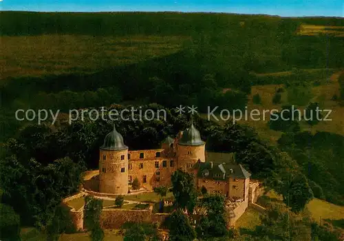 AK / Ansichtskarte Hofgeismar Sababurg Dornroeschenschloss im Reinhardswald Burghotel Freiwildgehege Fliegeraufnahme Hofgeismar