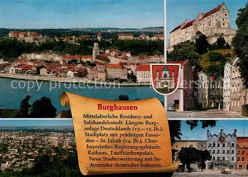 AK / Ansichtskarte Burghausen_Salzach Stadtpanorama Burg Laengste Burganlage Deutschlands Chronik Burghausen Salzach