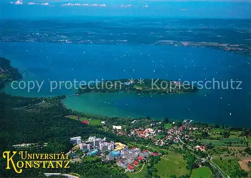 AK / Ansichtskarte Konstanz_Bodensee Universitaet mit Blick zur Blumeninsel Mainau Fliegeraufnahme Konstanz_Bodensee