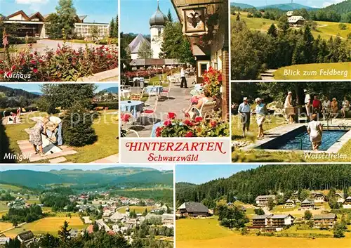 AK / Ansichtskarte Hinterzarten Kurhaus Minigolf Wassertreten Hotel Restaurant Adler Landschaftspanorama Feldberg Kurort Schwarzwald Hinterzarten