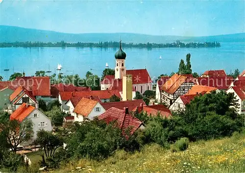 AK / Ansichtskarte Allensbach_Bodensee Ortsblickmit Insel Reichenau Allensbach_Bodensee