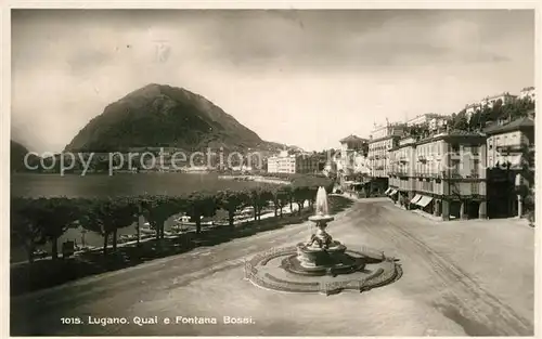 AK / Ansichtskarte Lugano_Lago_di_Lugano Quai e Fontana Bossi Lugano_Lago_di_Lugano