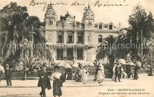 AK / Ansichtskarte Monte Carlo Facade du Casino et les Jardins Monte Carlo