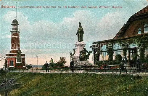 AK / Ansichtskarte Holtenau_Kiel Leuchtturm Denkmal Kaiser Wilhelm Kanal Holtenau Kiel