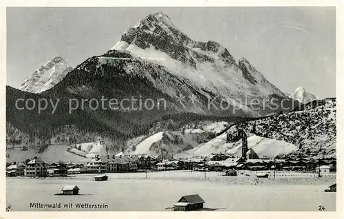 AK / Ansichtskarte Mittenwald_Bayern Winterpanorama mit Blick zum Wetterstein Mittenwald Bayern