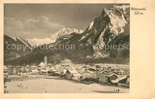 AK / Ansichtskarte Mittenwald_Bayern Winterpanorama mit Karwendel Bayerisches Hochland Alpen Mittenwald Bayern