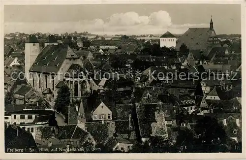 AK / Ansichtskarte Freiberg_Sachsen Blick auf Nicolaikirche und Dom Freiberg Sachsen