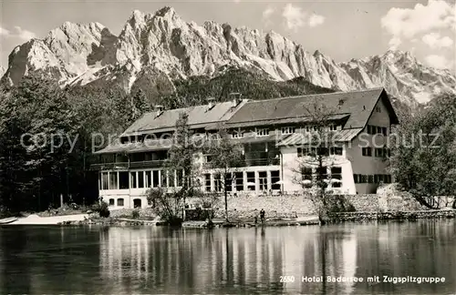 AK / Ansichtskarte Grainau Hotel Badersee mit Zugspitzgruppe Grainau