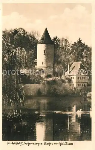 AK / Ansichtskarte Dinkelsbuehl Rothenburger Weiher Faulturm Dinkelsbuehl