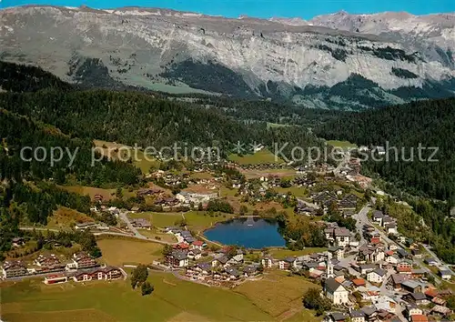 AK / Ansichtskarte Laax Fliegeraufnahme Flimserstein Laax