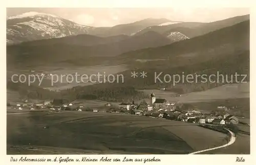 AK / Ansichtskarte Lam_Oberpfalz Landschaftspanorama Arbermassiv Grosser Arber Kleiner Arber Bayerischer Wald Lam_Oberpfalz