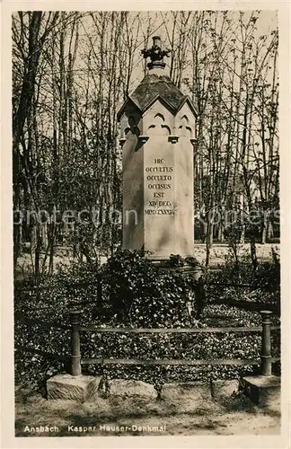 AK / Ansichtskarte Ansbach_Mittelfranken Kaspar Hauser Denkmal Ansbach Mittelfranken