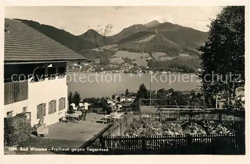 AK / Ansichtskarte Bad_Wiessee Freihaus gegen Tegernsee Bad_Wiessee