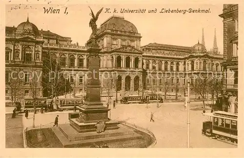 AK / Ansichtskarte Strassenbahn Wien Universitaet Liebenberg Denkmal Strassenbahn