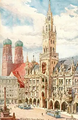 AK / Ansichtskarte Wagner_Richard_Kuenstler Muenchen Neues Rathaus Wagner_Richard_Kuenstler