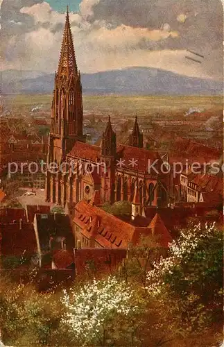 AK / Ansichtskarte Hoffmann_Heinrich Freiburg im Breisgau Muenster vom Schlossberg  Hoffmann Heinrich