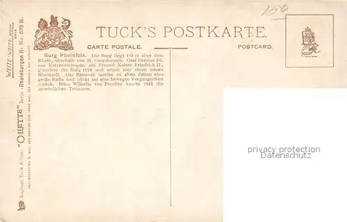 AK / Ansichtskarte Verlag_Tucks_Oilette_Nr. 679 B Burg Rheinfels  Verlag_Tucks_Oilette_Nr.