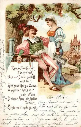 AK / Ansichtskarte Trompeter_Scheffel Lindenwirtin Wein Gedicht Litho  Trompeter Scheffel