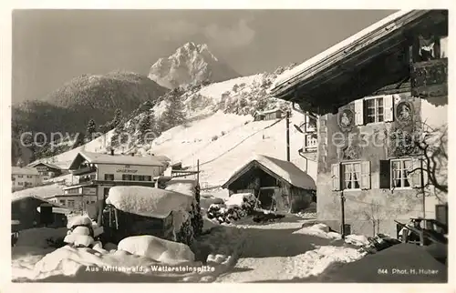 AK / Ansichtskarte Mittenwald_Bayern mit Wettersteinspitze Mittenwald Bayern