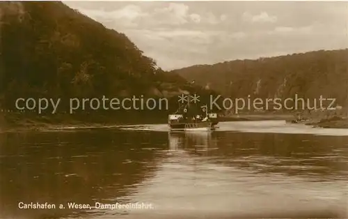 AK / Ansichtskarte Carlshafen_Weser Dampfereinfahrt Carlshafen Weser