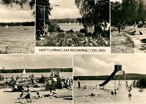 AK / Ansichtskarte Bad_Saarow Pieskow Neptunbad am Scharmuetzelsee Strand Rutsche Bad_Saarow Pieskow