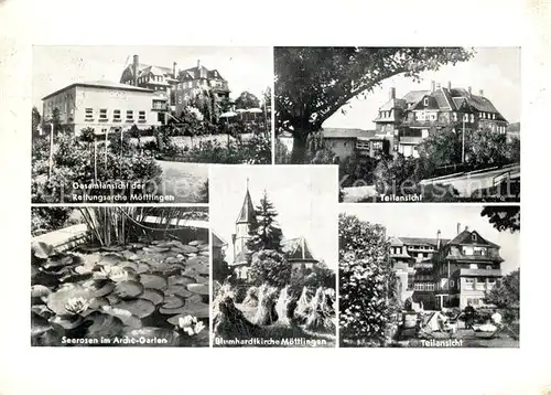 AK / Ansichtskarte Moettlingen Christliches Erholungsheim Rettungsarche Seerosen im Archegarten Kirche Moettlingen