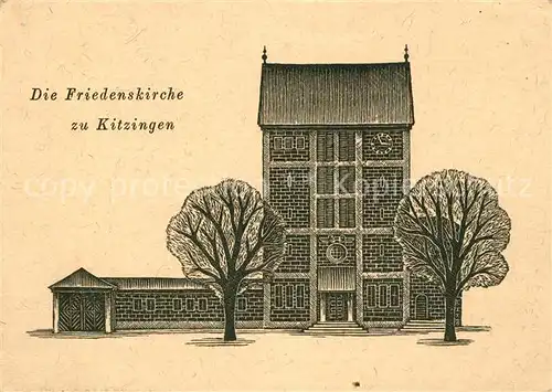 AK / Ansichtskarte Kitzingen_Main Friedenskirche Zeichnung Kuenstlerkarte Kitzingen Main