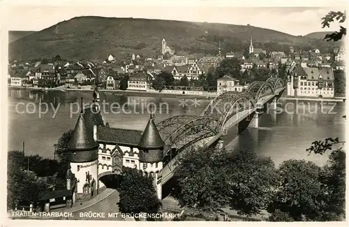 AK / Ansichtskarte Traben Trarbach Bruecke mit Brueckenschaenke Traben Trarbach