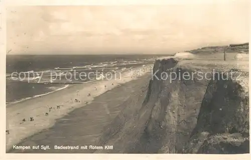 AK / Ansichtskarte Kampen_Sylt Badestrand Roter Kliff Kampen Sylt